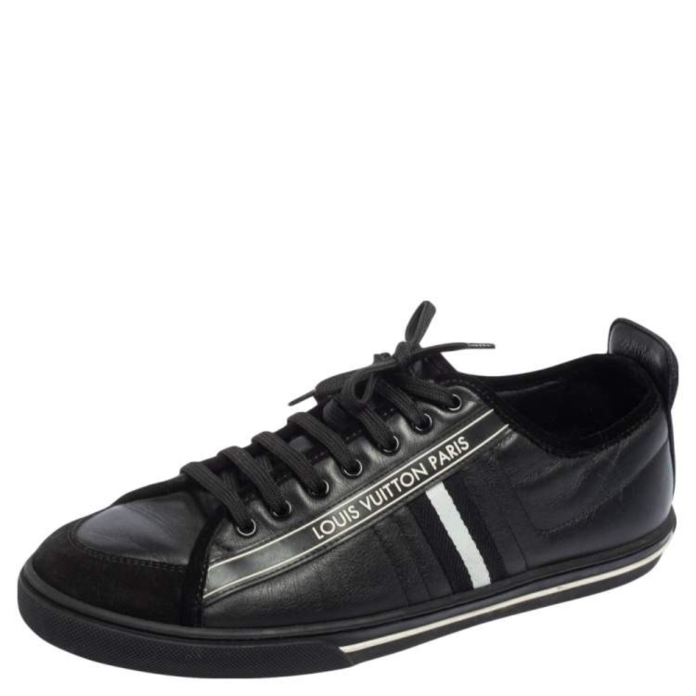 Louis Vuitton Black Leather and Suede Cosmos Low Top Sneakers